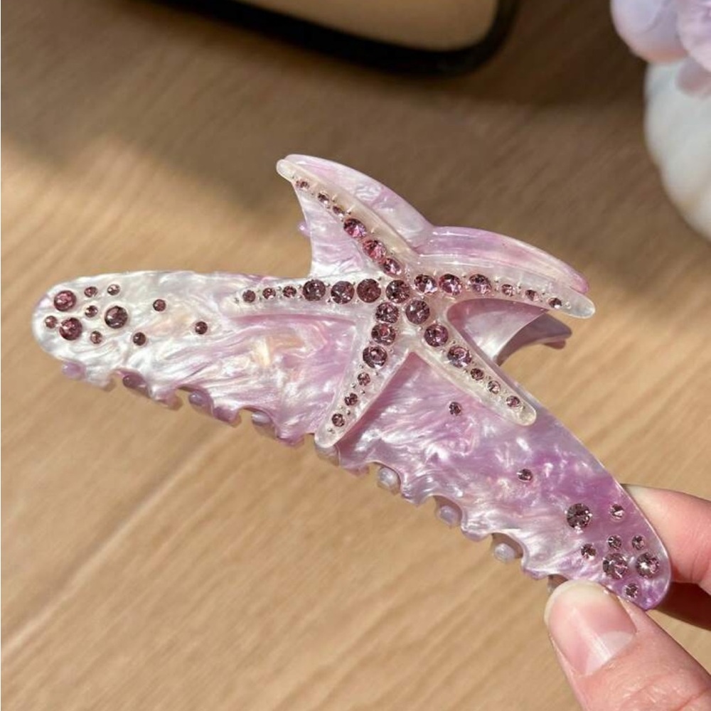 BRAND NEW Rhinestone
Embellished Starfish Colorful Acetate Hair Clip